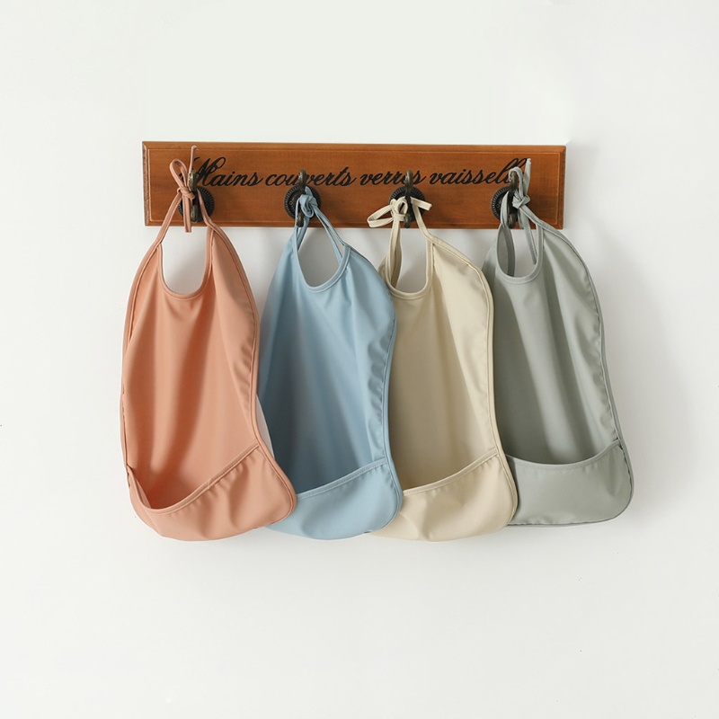 Yếm Ăn Chống Thấm Nước Màu Sắc Đơn Giản Tiện Dụng Cho Bé