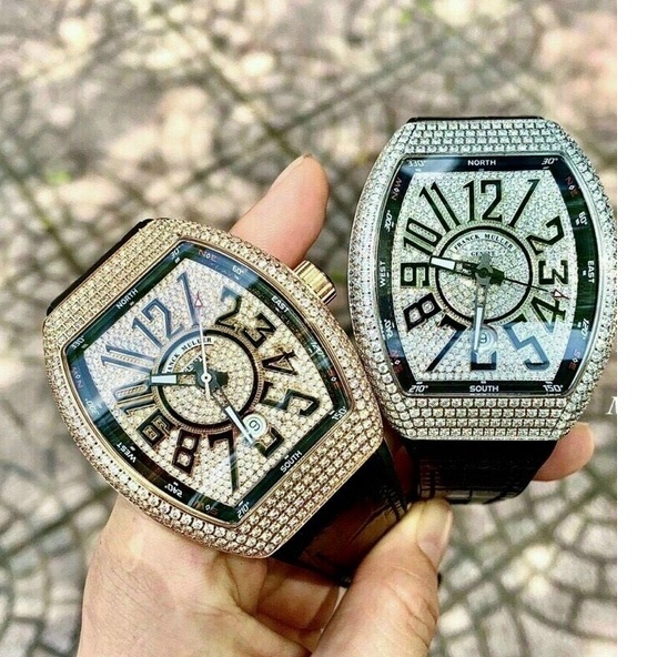 Đồng hồ nam đẹp Franck muller đeo tay mặt vuông đính đá thời trang hàng cao cấp chống nước bảo hành 12 tháng - DH 16
