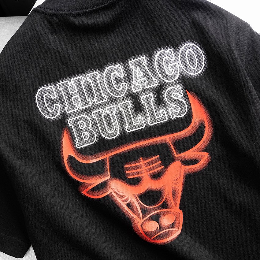 Áo thun New Era NBA Bulls-chính hãng-Đen logo đỏ