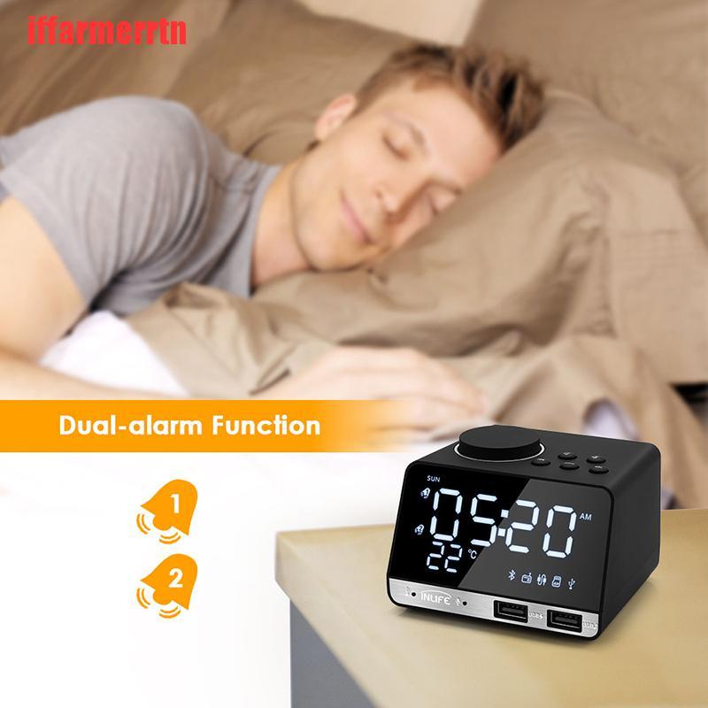 {iffarmerrtn}LED Display Dual Alarm Clock FM Radio Wireless Bluetooth Speaker USB Port NZM