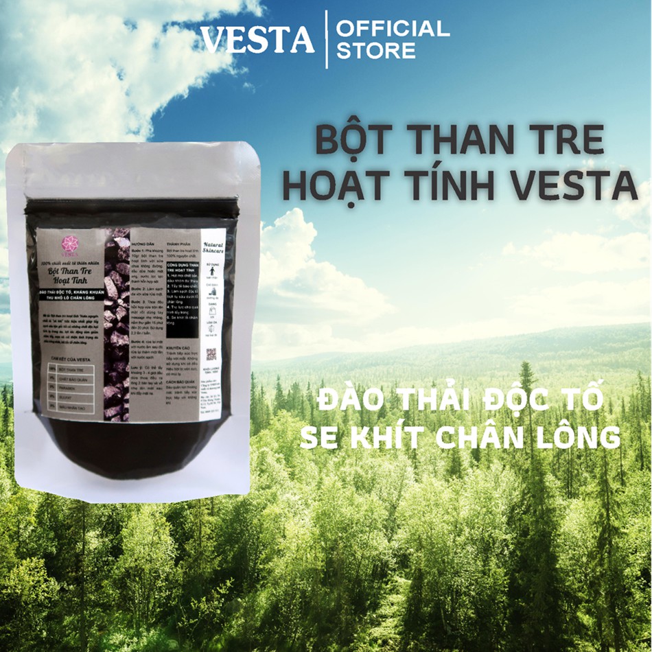 Bột Than Tre Hoạt Tính Nguyên Chất Vesta 100gr