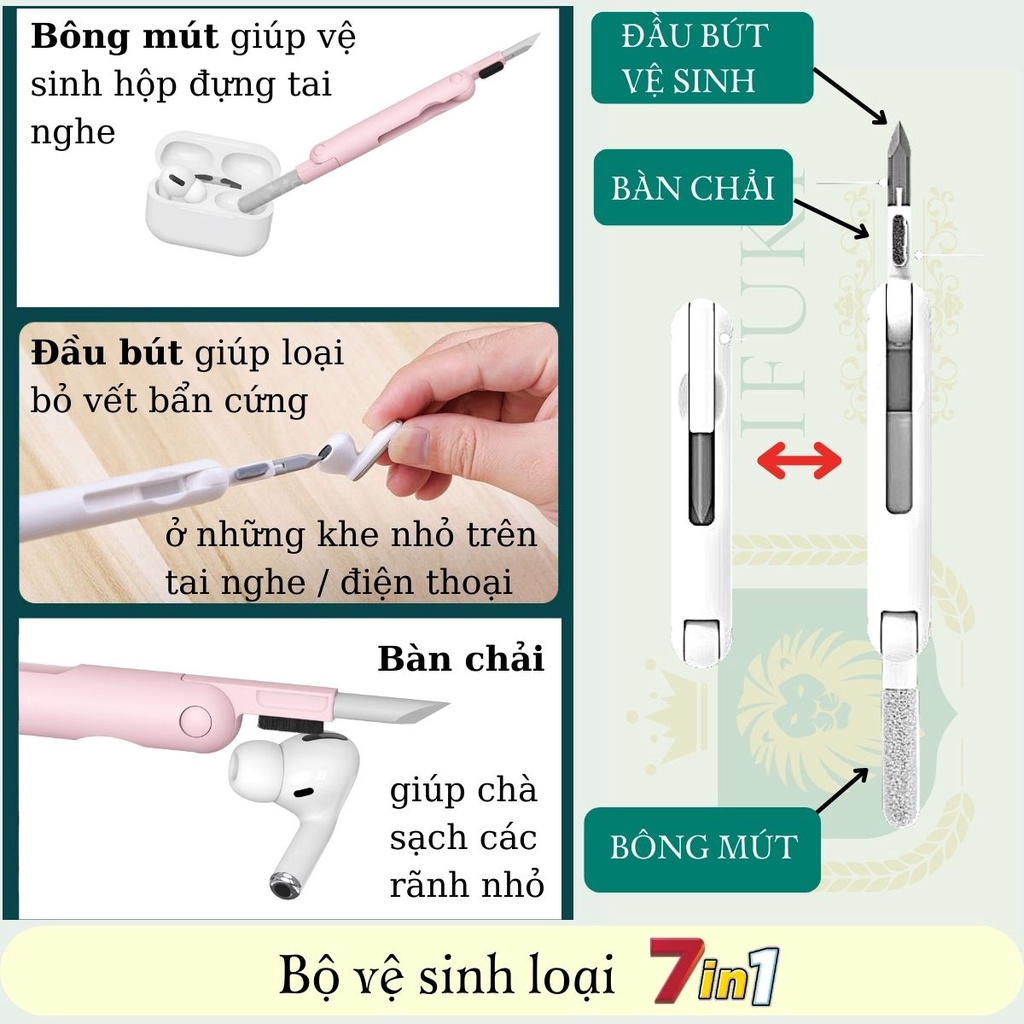 Bộ kit vệ sinh bàn phím cơ máy tính , airpods , laptop , pc - Dụng cụ 7 in 1 chổi làm sạch loa điện thoại , tai nghe