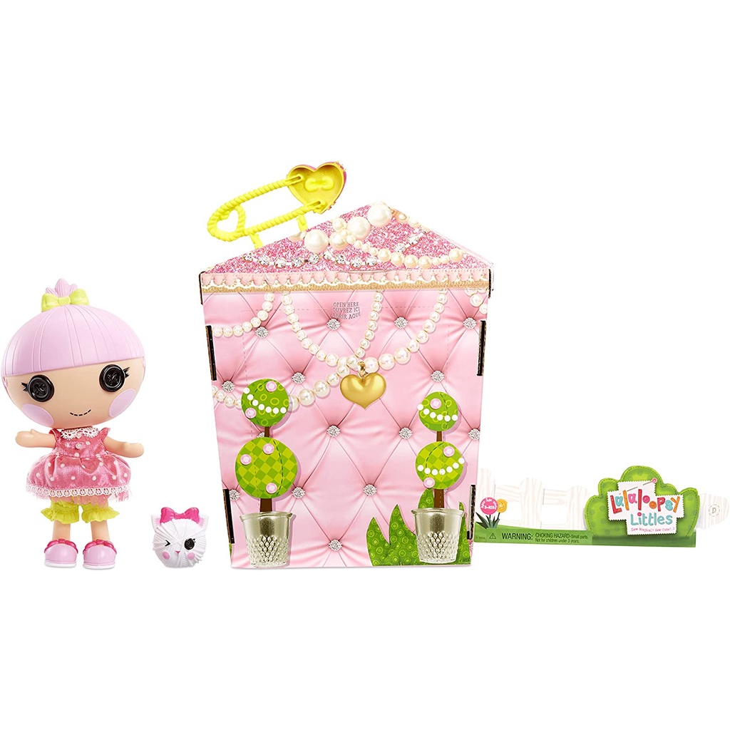 Đồ chơi búp bê Lalaloopsy Littles Doll- Trinket Sparkles and Pet Yarn Ball Kitten, 7" Princess Doll