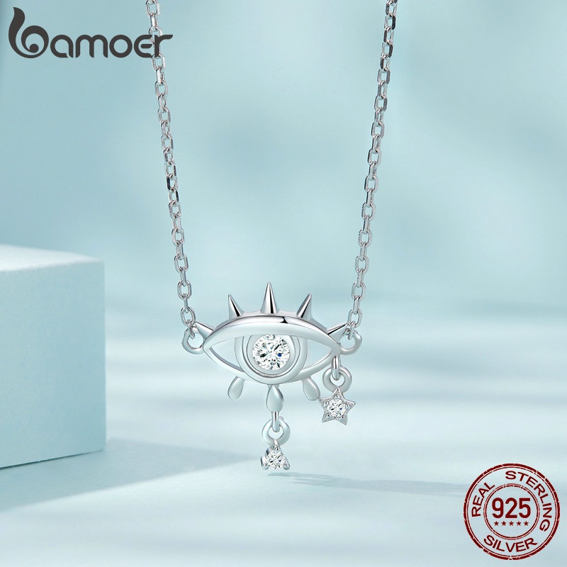 BAMOER Vòng cổ bạc 925 Mặt Hình Mắt Quỷ Thời Trang Cho Nữ