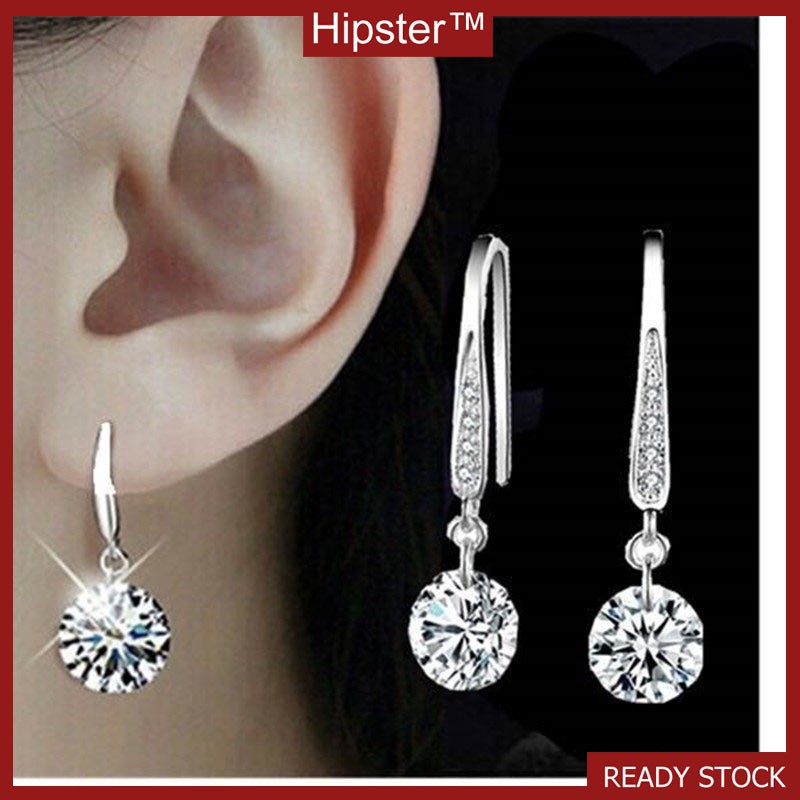 Earrings Ornament Rock Crystal Korean Fashion Silver