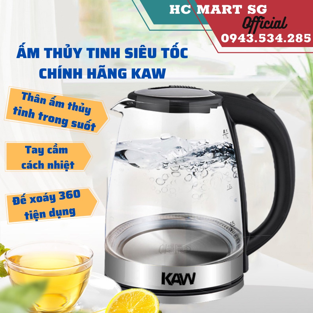 Ấm Siêu Tốc, Bình Đun Siêu Tốc KAW 1800w Tích Hợp Tự Ngắt Chống Trào Nước Khi Sôi - Hàng Chính Hãng {SIÊU SALE}