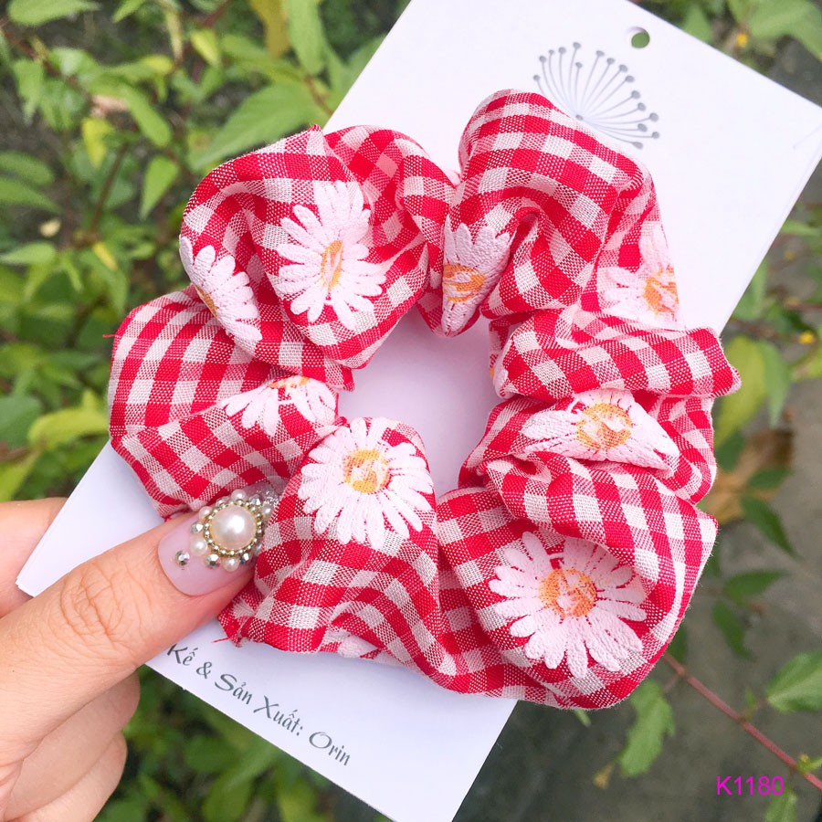 Dây cột tóc, buộc tóc vải scrunchies dễ thương nhiều màu Orin K1129 K1180 K1181 K1179