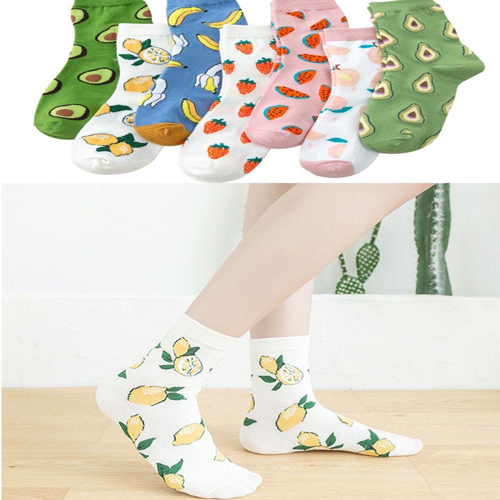 1 Đôi Vớ Bằng Cotton Thoáng Khí In Họa Tiết Trái Cây Hoạt Hình Phong Cách Nhật Bản Harajuku Thời Trang Cho Nữ