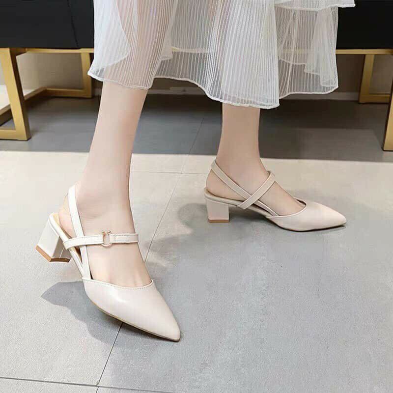Giày cao gót bít mũi cao 3cm big size 32 33 34 40 41 42 43