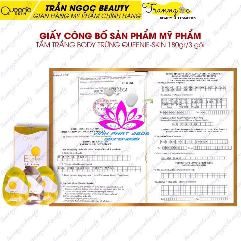 Tắm Trắng Body Trứng Vàng Queenie Skin Chính Hãng- Mua 1 Được 3