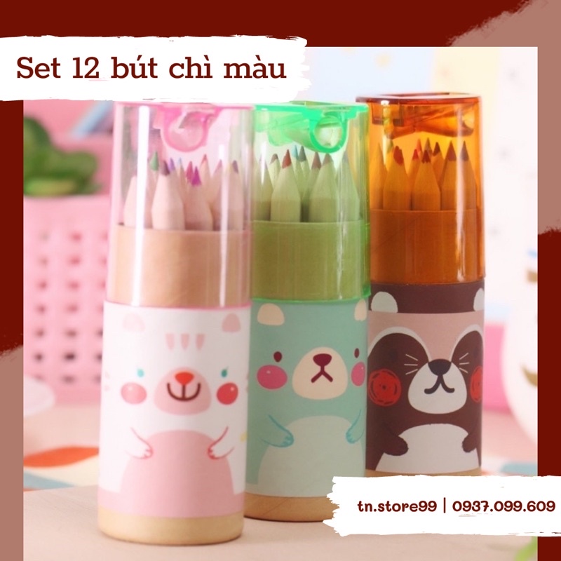 SET 12 BÚT CHÌ MÀI MINI KÈM GỌT BÚT CHÌ