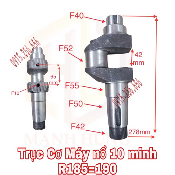 Trục Cơ Máy nổ 10 minh R185=190 phụ tùng máy nổ phụ tùng máy nông nghiệp phụ tùng Hùng Lỳ