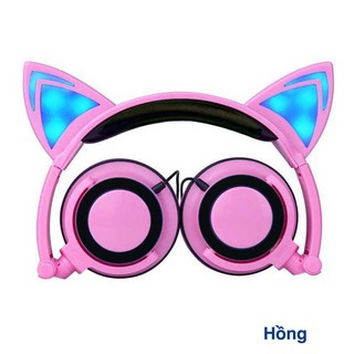 Tai nghe mèo hồng (Có đèn led ở tai)