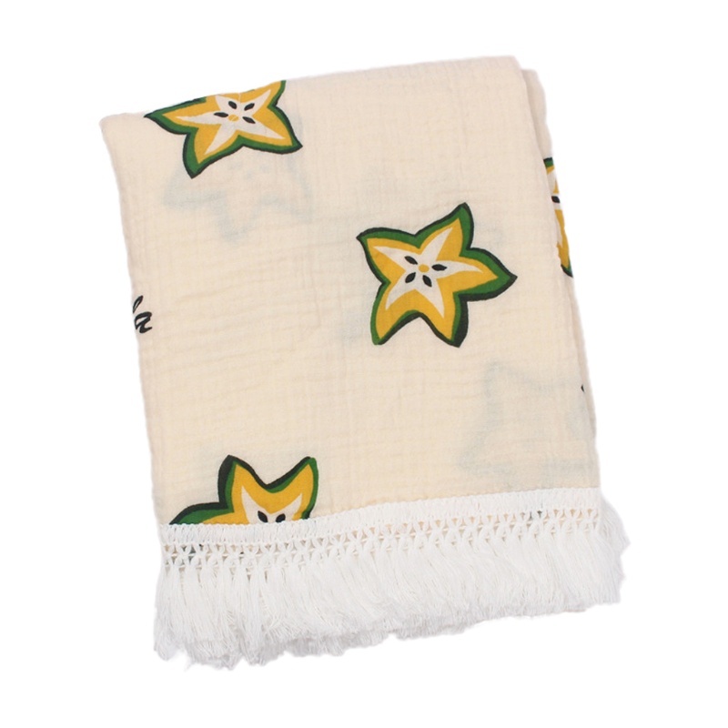 Chăn Quấn Em Bé Bằng Cotton Nguyên Chất Phối Tua Rua Dùng Làm Đạo Cụ Chụp Ảnh