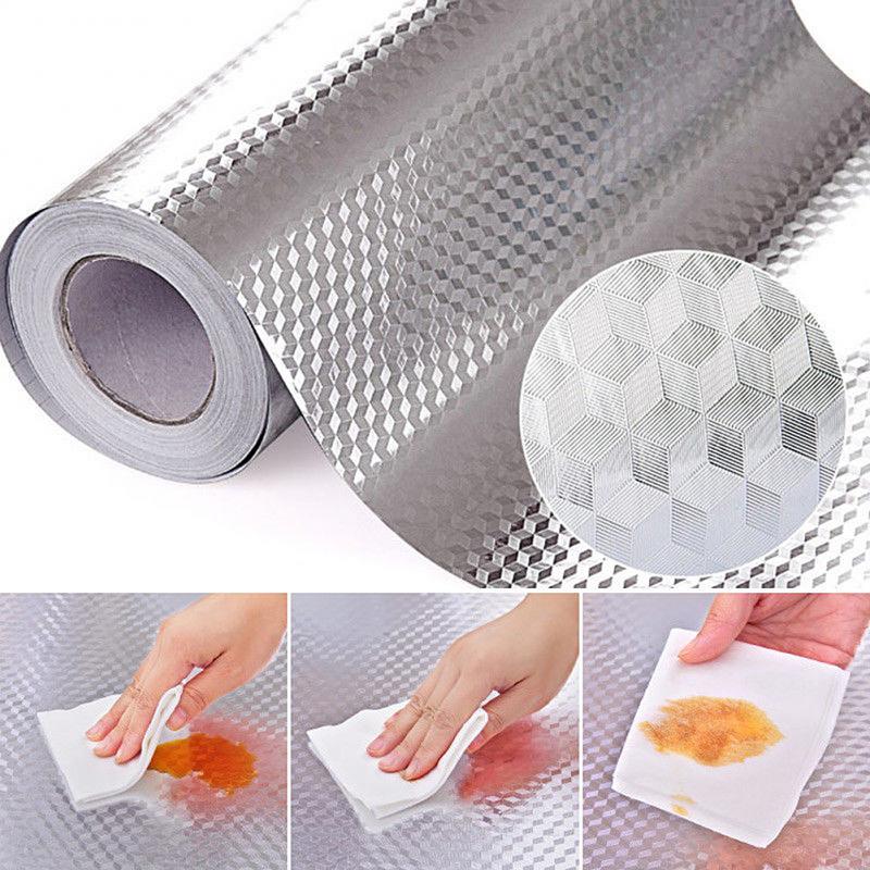 Cuộn giấy nhôm dán tường chống dầu mỡ tuỳ chọn màu sắc cho nhà bếp dài 5m
