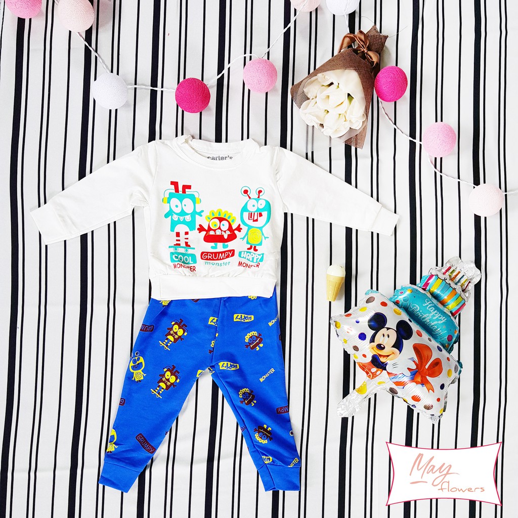 Bộ cotton da cá vnxk cho bé trai