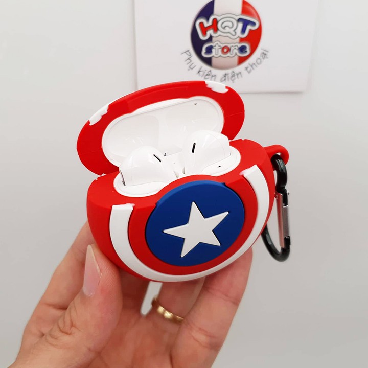 [Mã ELFLASH5 giảm 20K đơn 50K] Ốp Silicon Case Khiên Captain America cho tai nghe Airpods 1 / 2