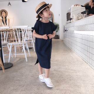 Đầm linen premium navy cho bé gái 1-5 tuổi