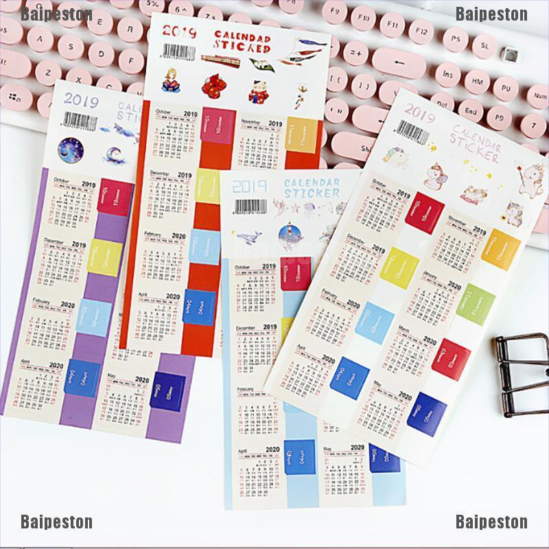 Miếng Dán Trang Trí Sổ Tay Diy Hình Lịch Năm Mới 2020