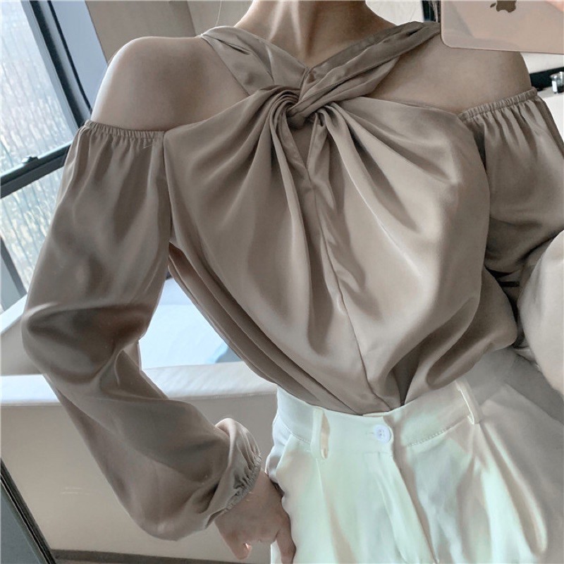 [CÓ SẴN] ÁO LỤA HỞ VAI NỮ TÍNH THANH LỊCH SANG CHẢNH | BigBuy360 - bigbuy360.vn