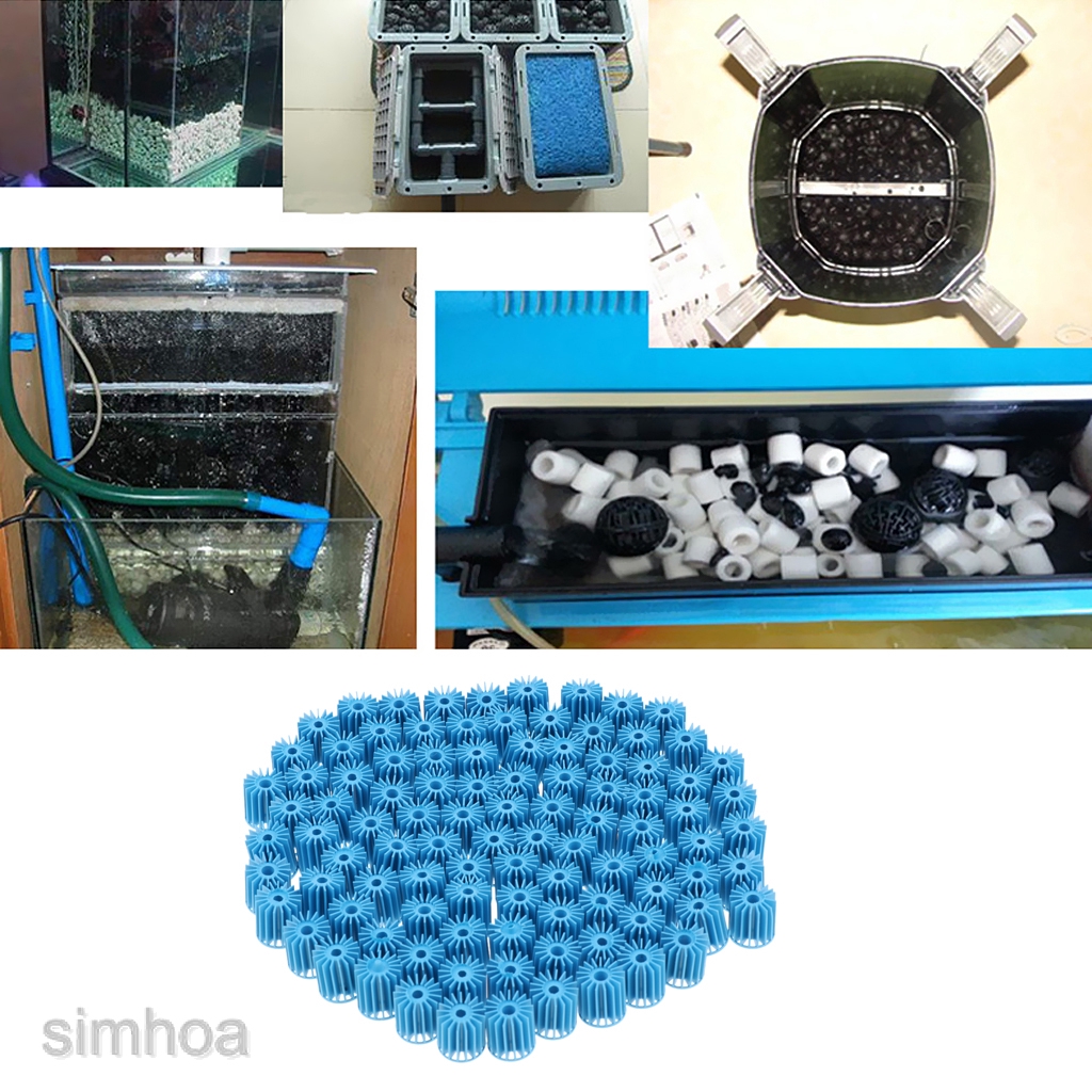 100Pcs Bio Filter Medium Bio Ball Filtration Ball Pellets Bacteria Fish Tank ( Blue )