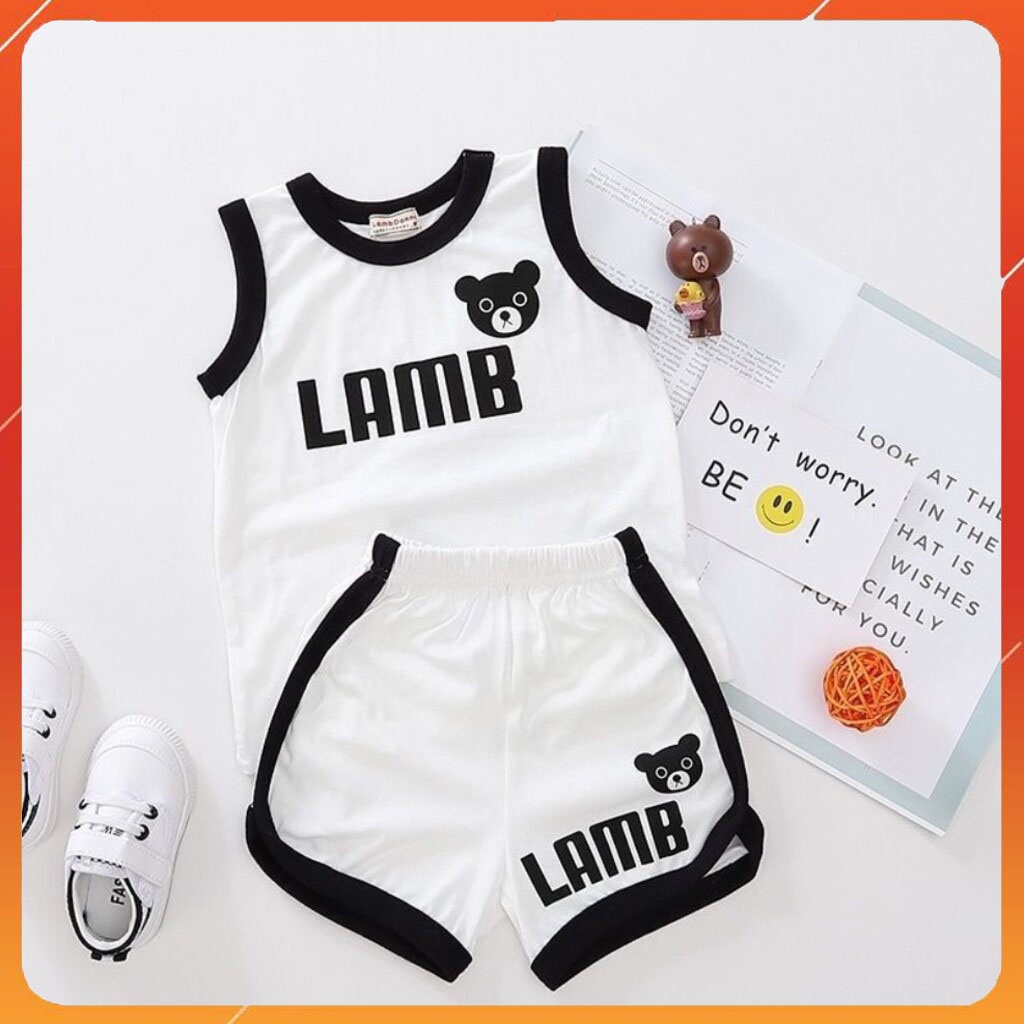 Bộ ba lỗ sát nách cho bé trai bé gái Binbon kids, áo thun cho bé in hình chú gấu ngộ nghĩnh cho bé Từ 6 -27kg