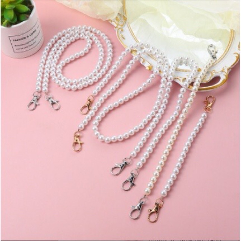 Dây Chuỗi Quai Hạt Trai 10mm Gắn Túi Xách Thời Trang Handmade (Chiều dài quai đa dạng)