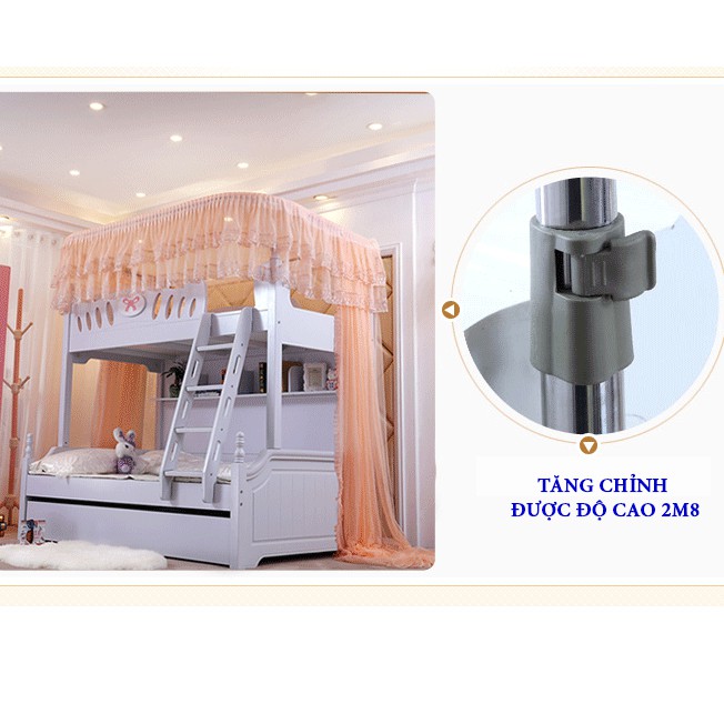 Màn  khung dành cho giường tầng trẻ em không khoan tường_khung inox_vải tuyn cao cấp chống muỗi