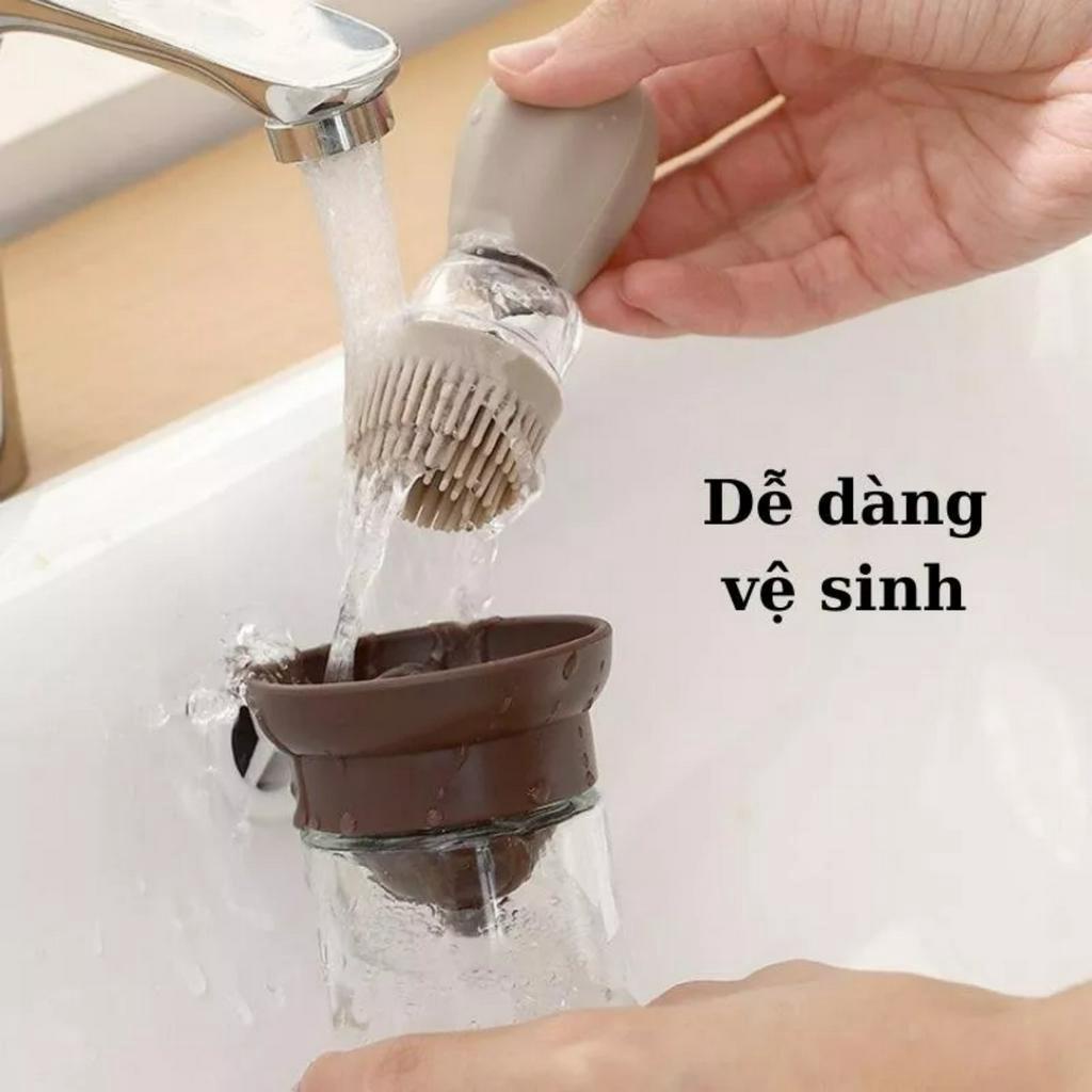 Hũ đựng gia vị thủy tinh lọ gia vị dầu ăn kèm chổi quét silicon Hvn