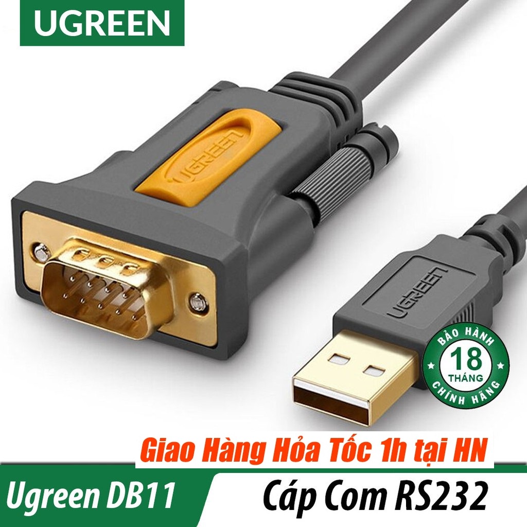 Cáp USB to Com RS232 DB9 Ugreen 20211 dài 1.5m - Hàng chính hãng