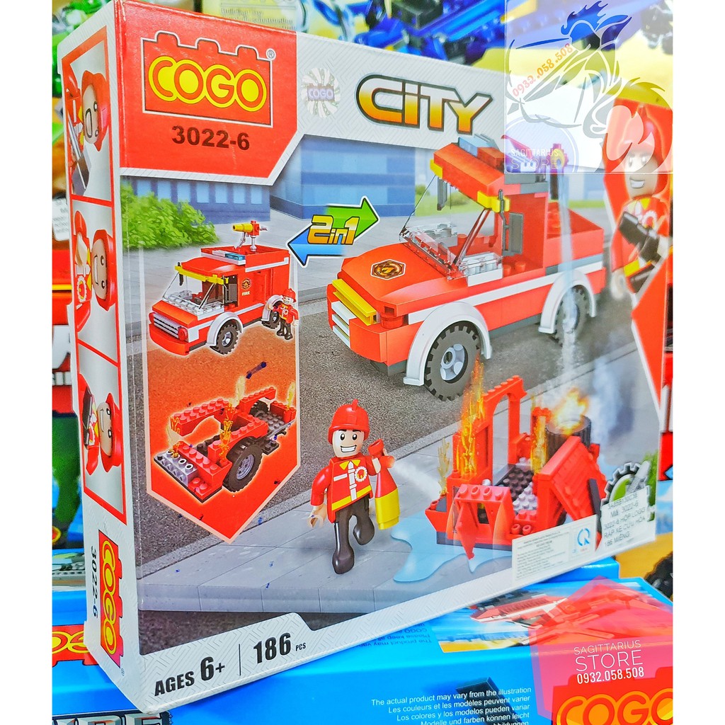 LEGO COGO 3022-6 Lắp Ráp Xe Cứu Hỏa ( 186 Miếng )