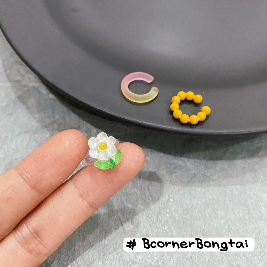 Set Bông Tai Kẹp Hoa Trong - TS1424