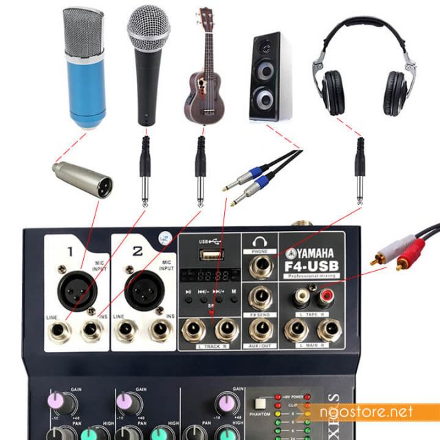 [Mã ELHACE giảm 4% đơn 300K] Bộ bàn trộn âm thanh Mixer F4 USB bluetooth