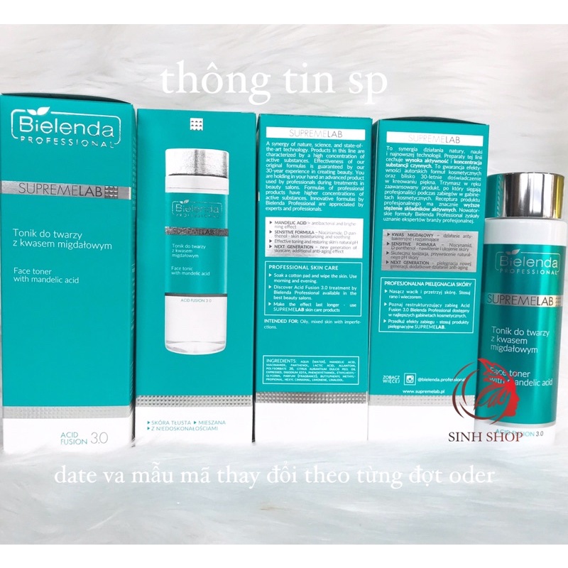 Toner Cấp Ẩm Trắng Da Bielenda Professional acid fusion 3.0 hàng balan 200ml