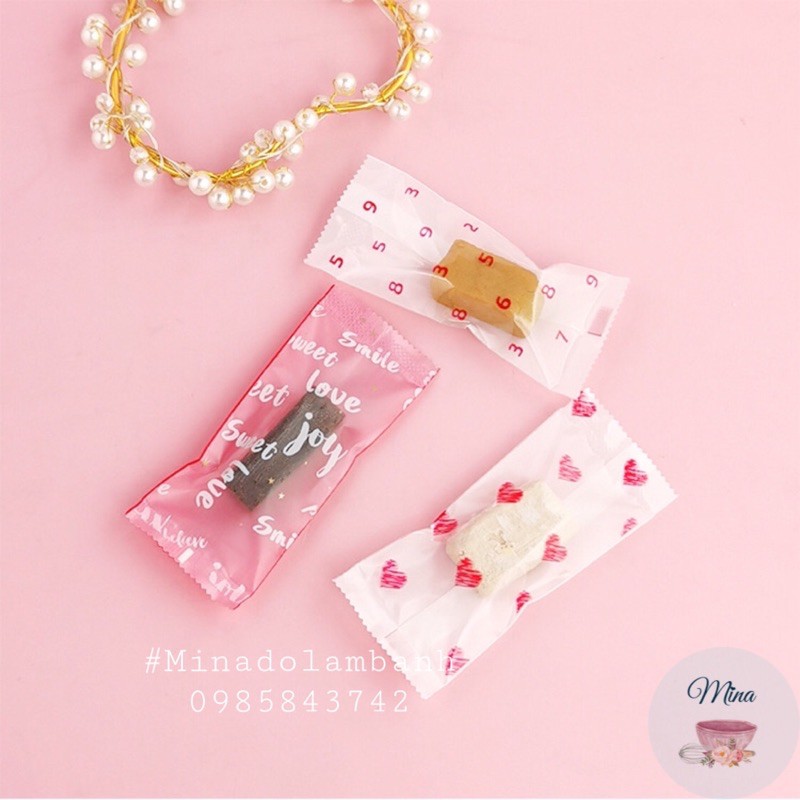 Túi đựng kẹo Nougat LOVE hồng (~200c)