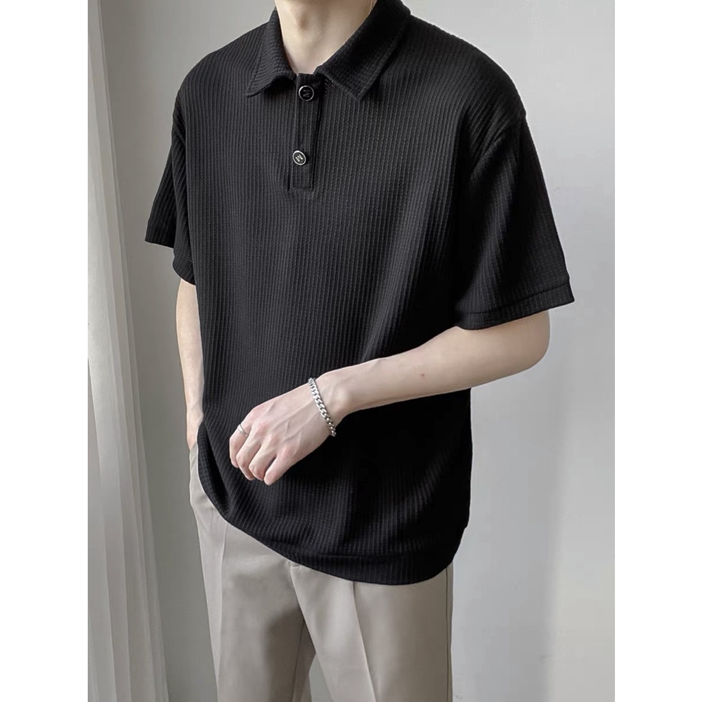 Áo Polo Hole chất cotton tổ ong cao cấp unisex trơn thun nam, ngắn tay cực sang trọng, form rộng unisex, dáng Hàn | BigBuy360 - bigbuy360.vn