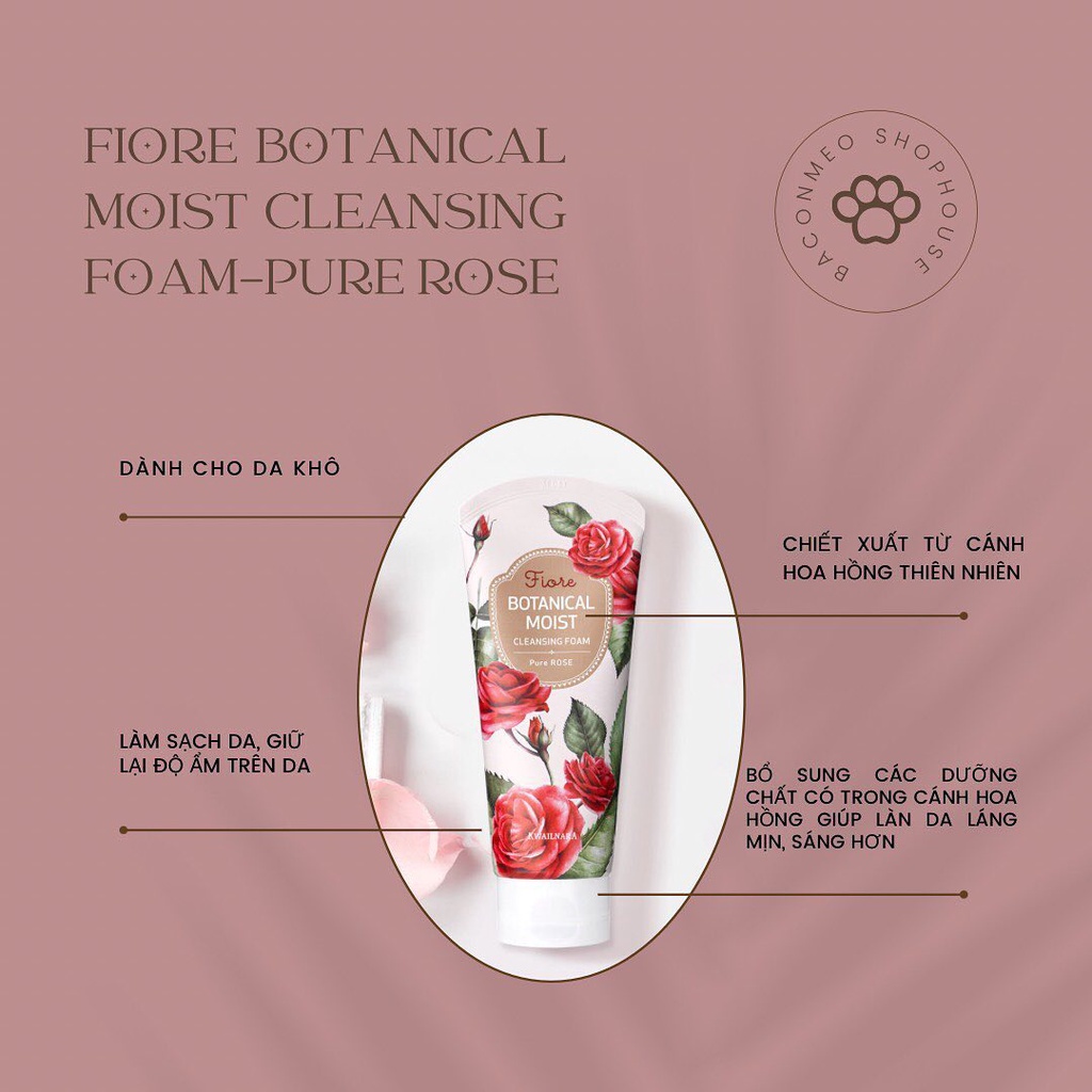 Sửa rửa mặt Hàn Quốc - Fiore tinh chất hoa hồng