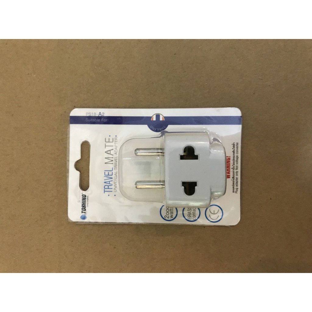 MADE IN THAILAND- Ổ cắm điện  chuyển đổi 3 chấu thành 2 chấu, ổ cắm chia đôi model PS18A2
