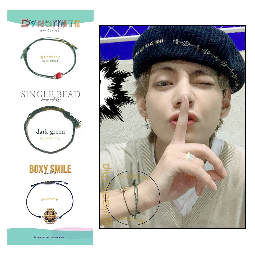 Vòng tay mặt cười handmade Boxy Smile Cheap moment with Taehyung trong MV Dynamite | Taehyung bracelets