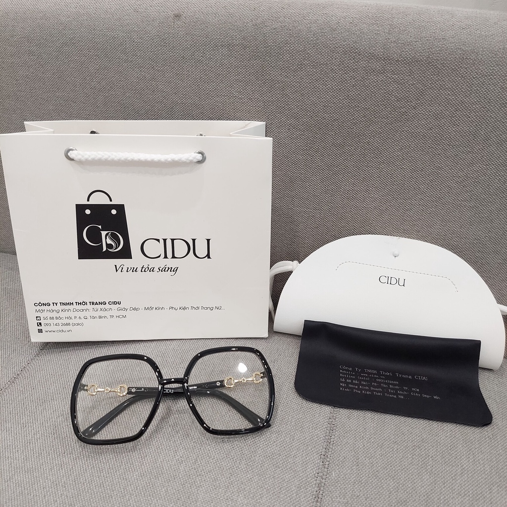 Kính Trắng Bản To Gọng Đen Thời Trang Cidu Mk23