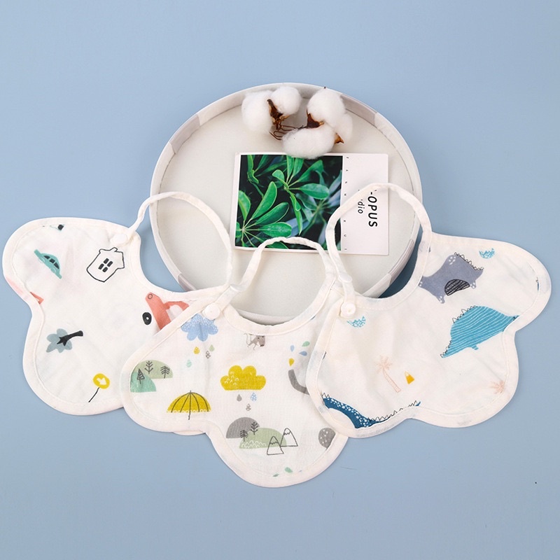 Yếm cotton xô cho bé thoáng khí, yếm chữ U sơ sinh mẫu mới bé đeo không nóng cổ