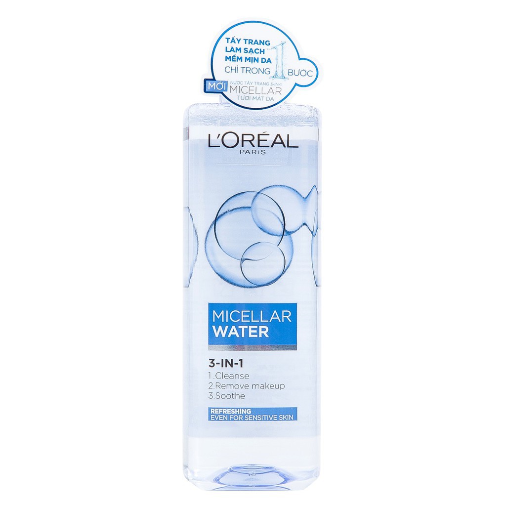 Nước Tẩy Trang Loreal 3 In 1 Micellar Làm Tươi Mát Da 400ml (Refreshing)