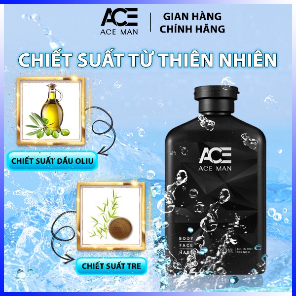 COMBO son dưỡng môi nam giới &amp; Sữa tắm ACEMAN hương nước hoa 3in1 cho nam giới 320ml