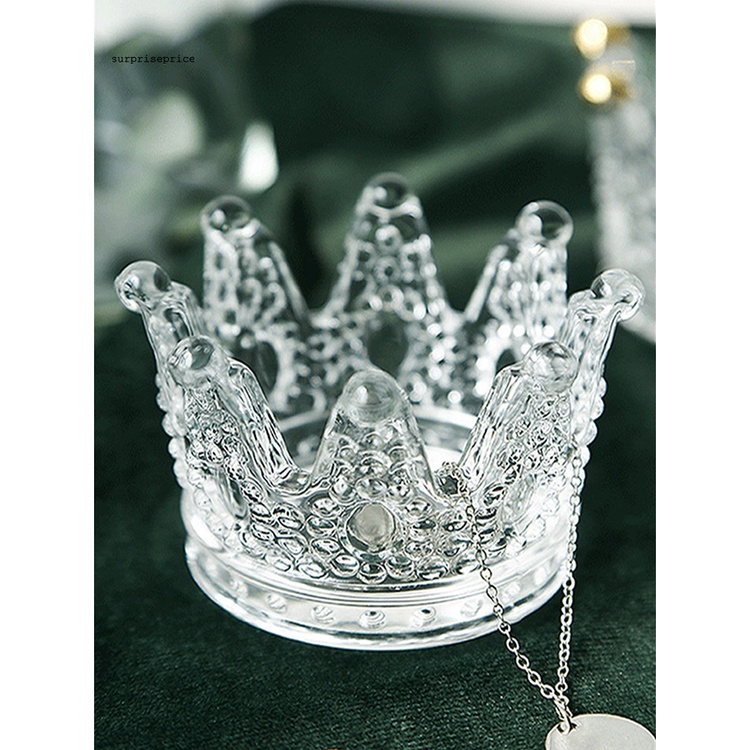 Khay đựng trang sức trong suốt viền mịn hình vương miện