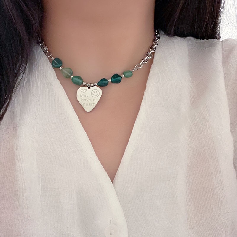 Dây Chuyền Thép Titan Mặt Thẻ Chữ Love Đính Đá Tự Nhiên 19A1299