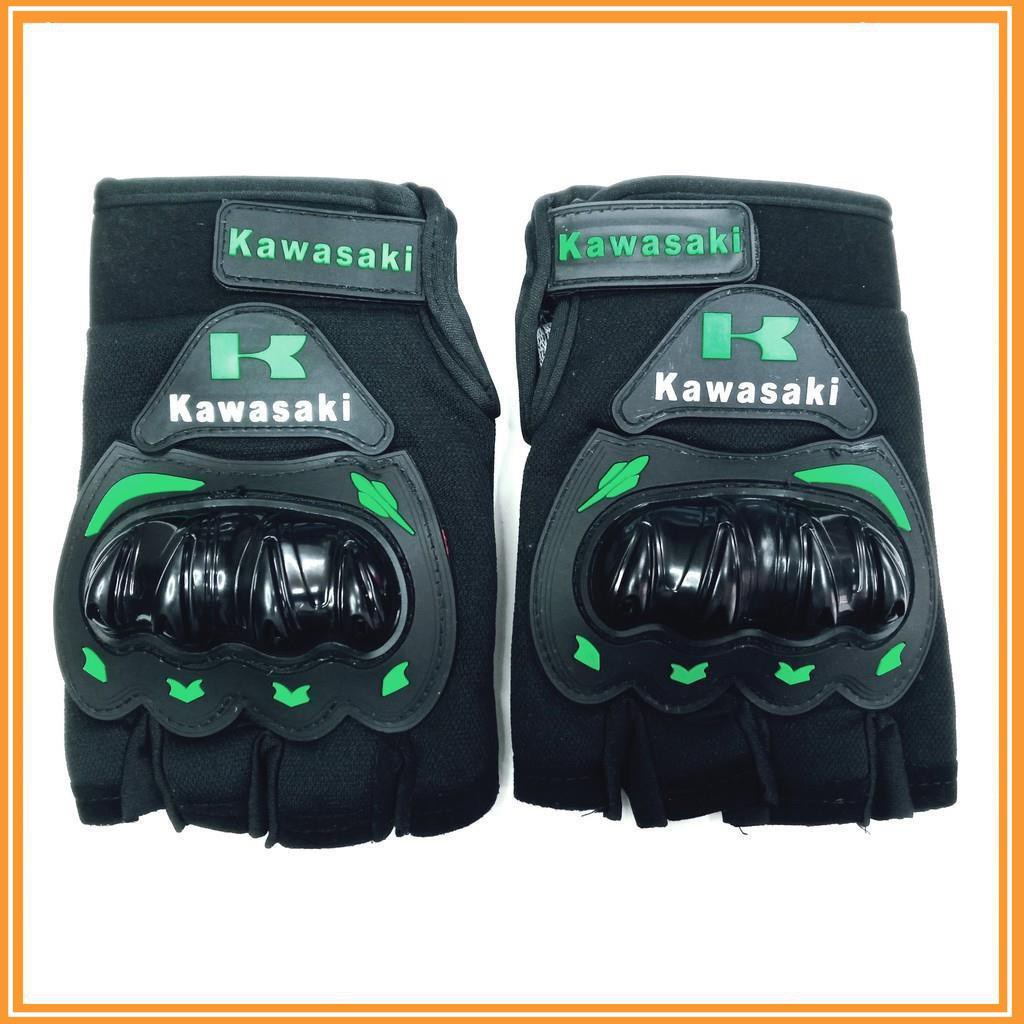 Găng Tay Xe Máy, Bao Tay Đi Phượt Kawasaki - Monter - Probike - Fox Hở Ngón Có Gù Bảo Vệ Chuyên Moto Thể Thao