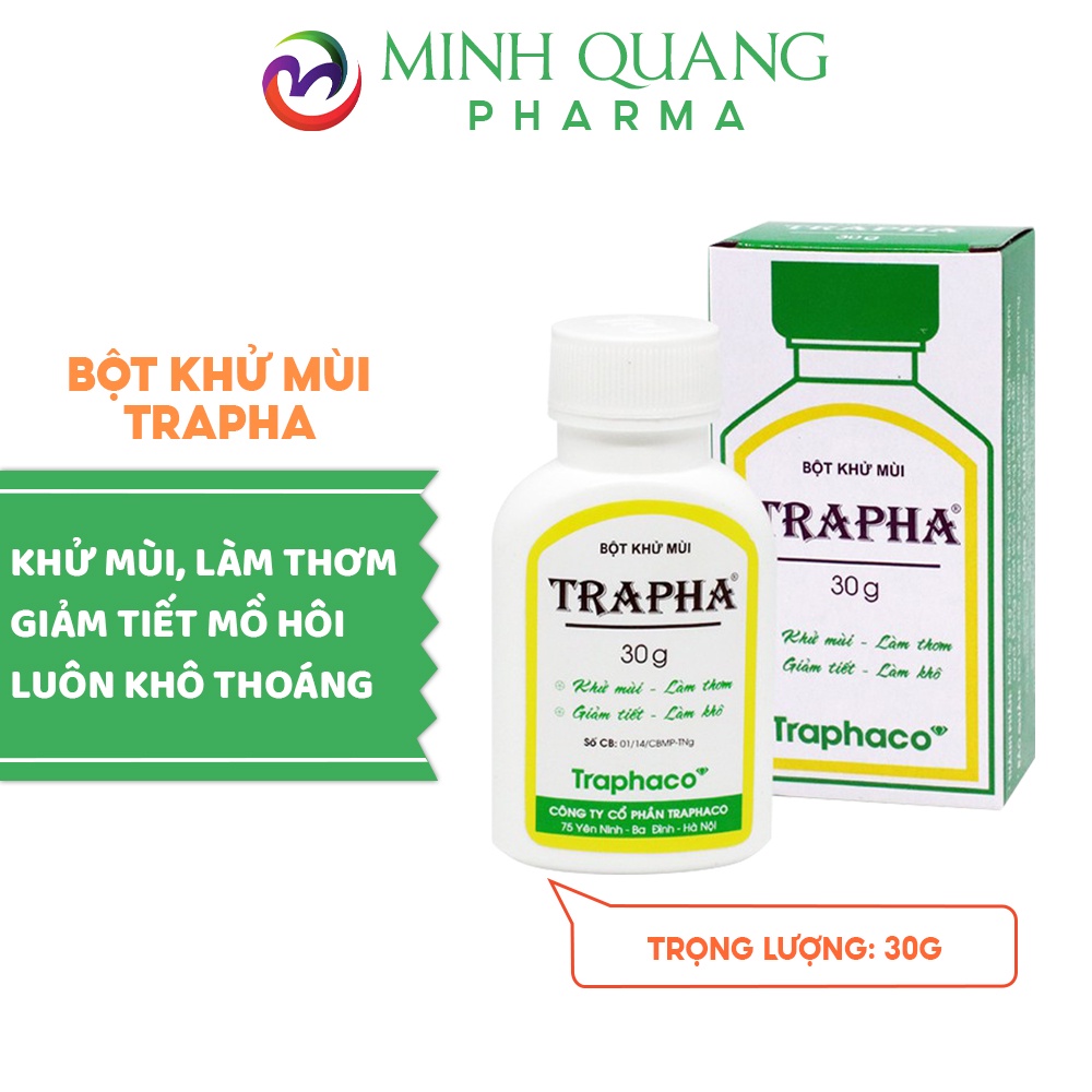 Bột khử mùi TRAPHA thấm hút và khử mùi mồ hôi hiệu quả 30g