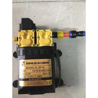 Bơm Sinleader đôi áp lực cao 12v - 10-12l/ phut rửa xe ,tưới cây , phun sương...Tặng kèm ren 17mm và nối 12 ra 8