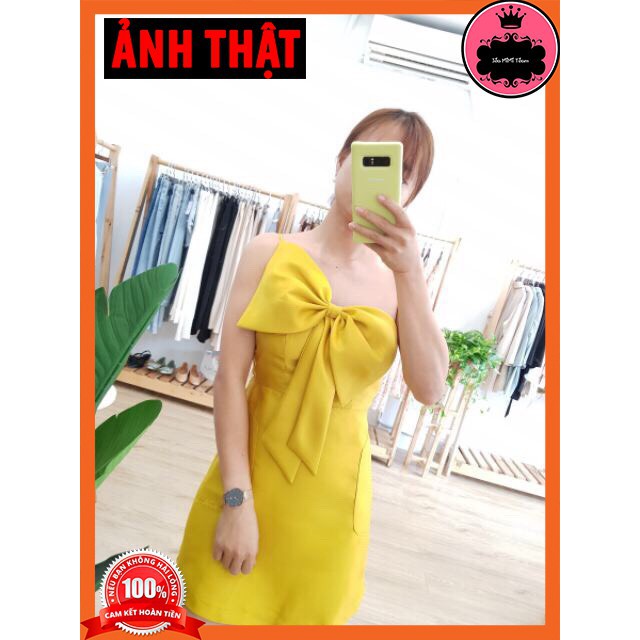 ĐẦM BODY DỰ TIỆC - VÁY THIẾT KẾ ĐI TIỆC CÓ MÚT NGỰC 2 MÀU VÀNG, ĐEN CÓ NƠ FREESIZE | BigBuy360 - bigbuy360.vn