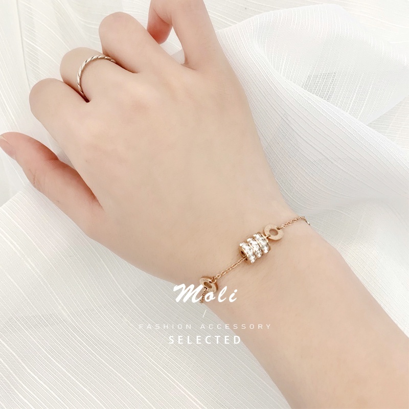 Molly✨ Vòng Đeo Tay Bằng Thép Titan Mạ Vàng 18K Không Gây Dị Ứng Thời Trang Cho Nữ